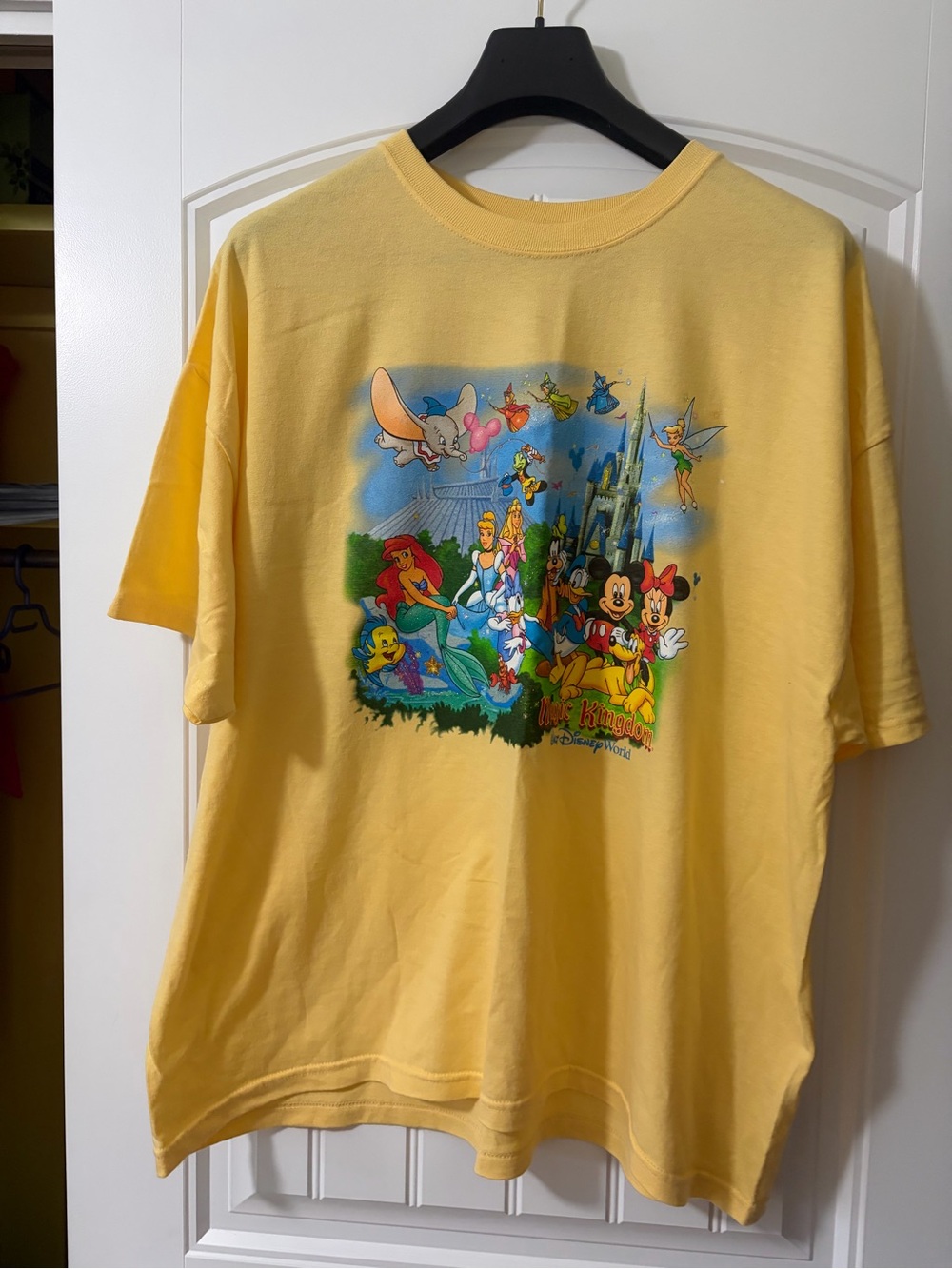 Vintage Disney Magic Kingdom Yellow Tshirt  Front & Back Graphic  Size XXl